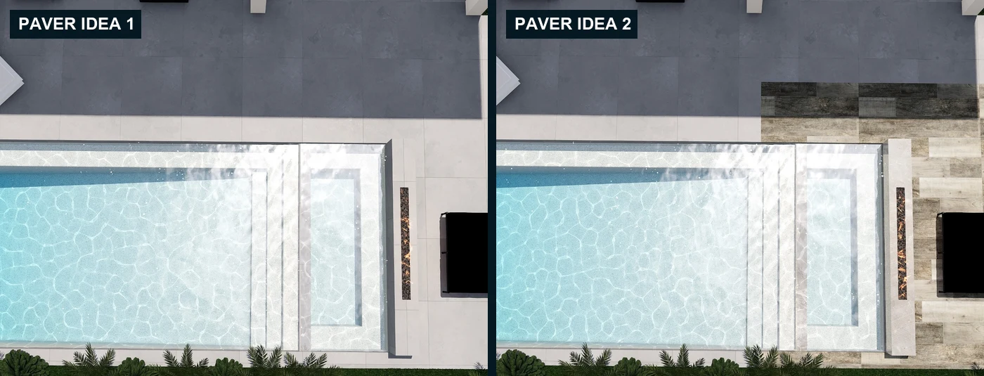 Top view of the two paver ideas side by side